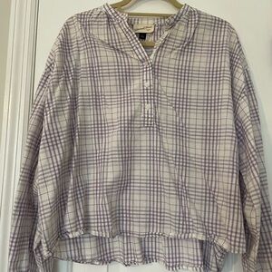 Purple Plaid Button-Up Blouse